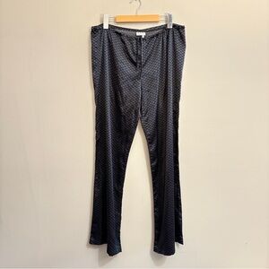 Vintage La SENZA Black & Slate Grey Patterned Satin Loose Fit Pyjama Pants